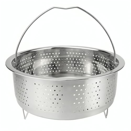 Snevad Stainless Steel Steamer Basket with Handle Rice Cooker Steaming Basket for Rice, Food, Meat, Fish Cooker Warmer Kitchen Cookware Metal Steamer Insert Steaming Rack Accessories Cooker Warmer - Image 1
