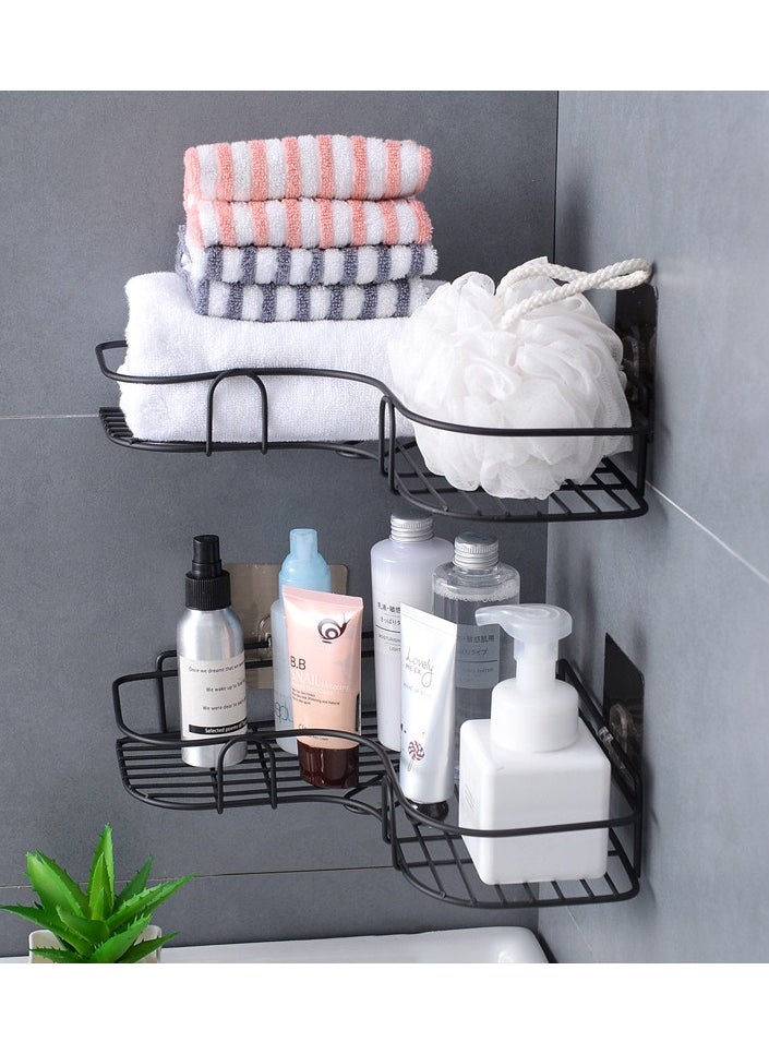 Generic 2 Pack Corner Shower Bathroom Shelf, Rust Proof Bathtub Accessories Organizer, Adhesive Basket Storage Rack Shampoo Holder Wall Organization  - Image 3