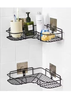 Generic 2 Pack Corner Shower Bathroom Shelf, Rust Proof Bathtub Accessories Organizer, Adhesive Basket Storage Rack Shampoo Holder Wall Organization  - Image 1
