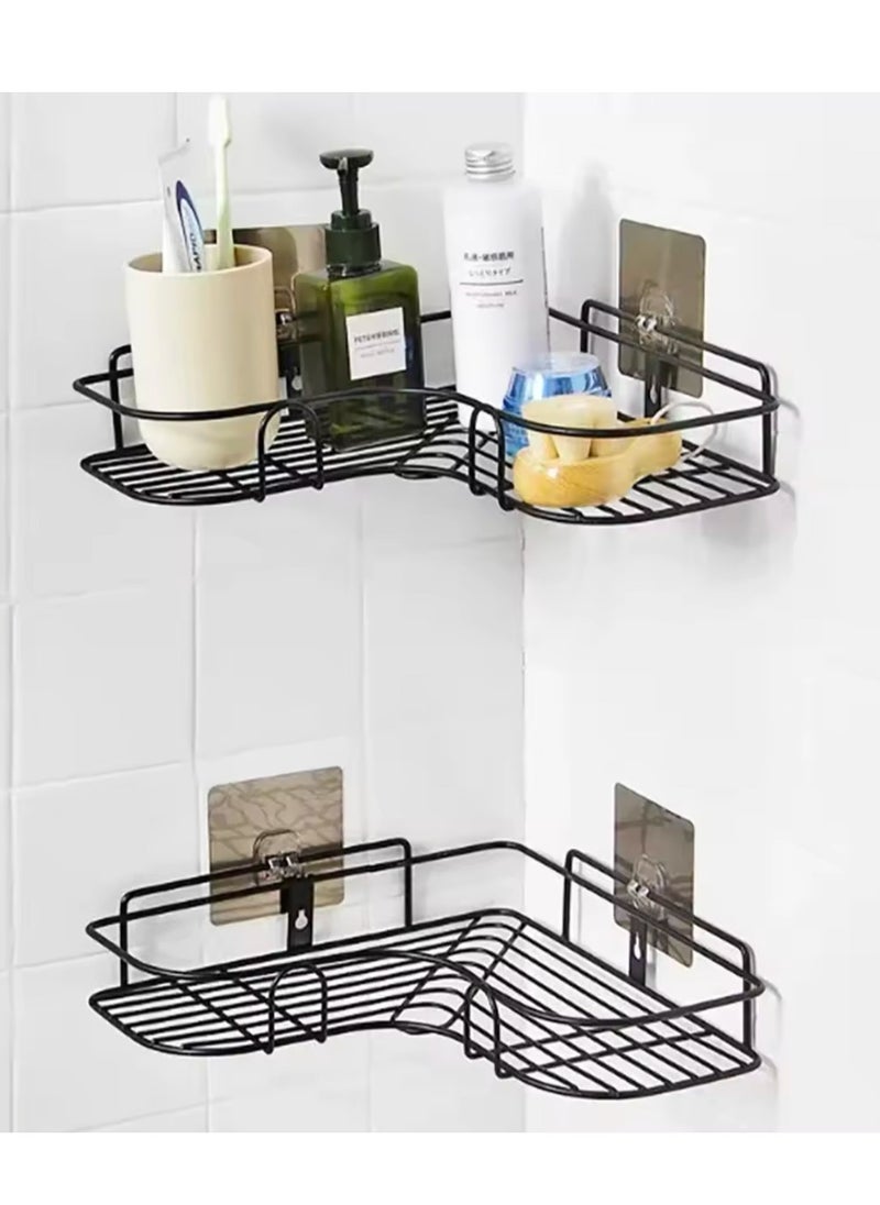 Generic 2 Pack Corner Shower Bathroom Shelf, Rust Proof Bathtub Accessories Organizer, Adhesive Basket Storage Rack Shampoo Holder Wall Organization  - Image 1