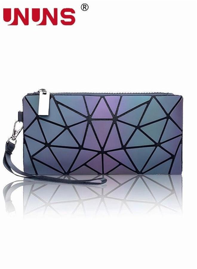 UNUNS Makeup Pouch,Geometric Diamond Shape Bag,Portable Foldable Luminous Zipper Toiletries Pouch For Women,Wristlets Organizer - Image 2