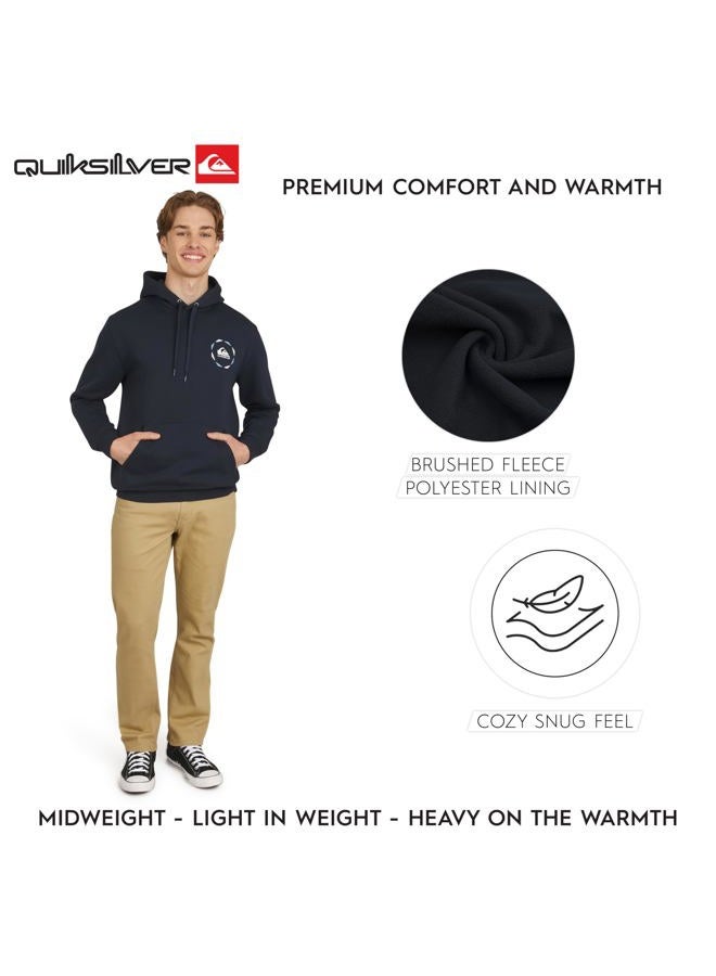 QUIKSILVER Men's Regular Fit Super Soft Fleece Midweight Pullover Hooded Sweatshirt (S-XXL), Navy, M - Image 3