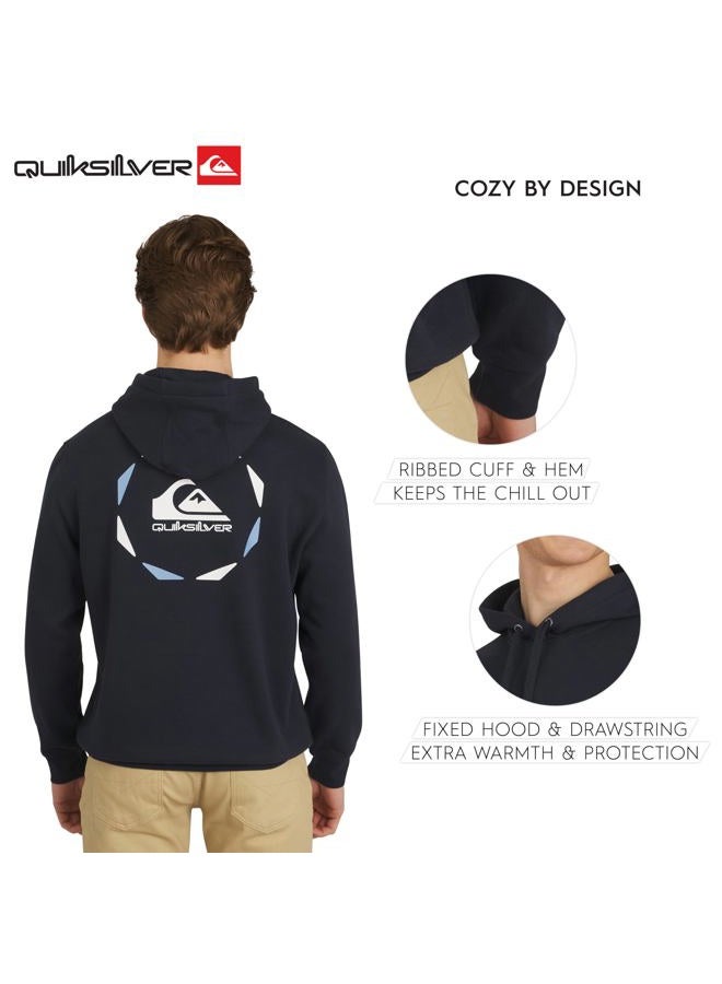 QUIKSILVER Men's Regular Fit Super Soft Fleece Midweight Pullover Hooded Sweatshirt (S-XXL), Navy, M - Image 4