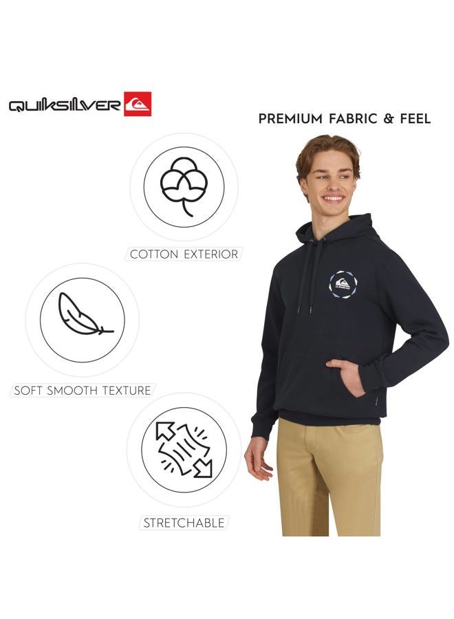 QUIKSILVER Men's Regular Fit Super Soft Fleece Midweight Pullover Hooded Sweatshirt (S-XXL), Navy, M - Image 5