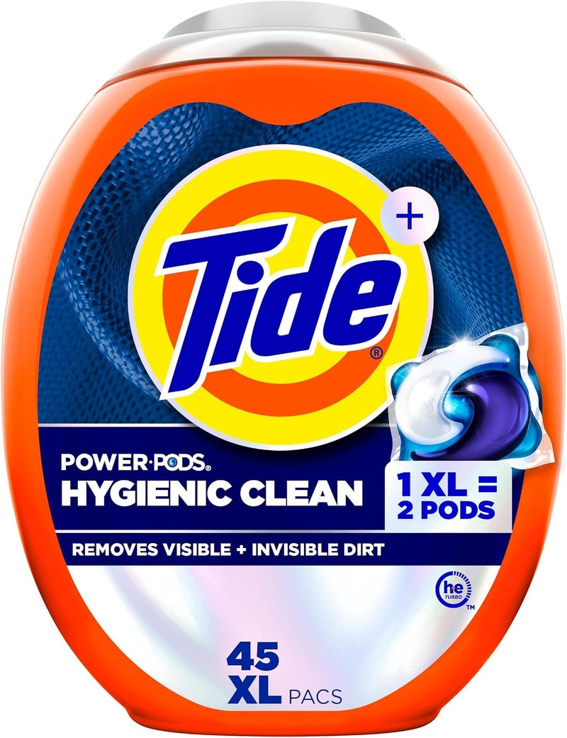 Tide Hygienic Clean Power PODS Laundry Detergent Pacs, Original Scent, 45 Count, Removes Visible and Invisible Dirt - Image 1