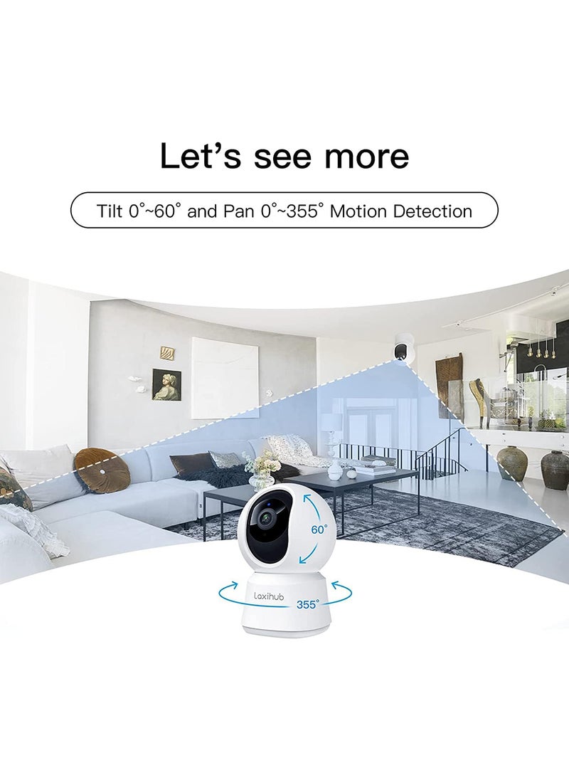P2 2MP Indoor WiFi Pan tilt Zoom Home Security Camera, Baby Monitor with Camera and Audio, FHD, Night Vision, 2-Way Audio, AI Motion Detection Compatible with Alexa & Google Assistant