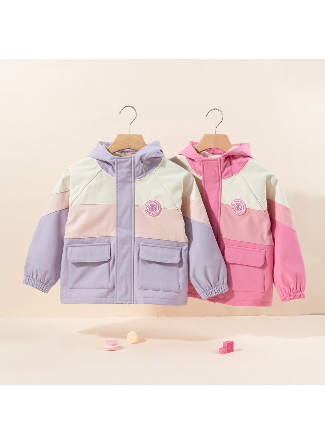 Bornbay جاكيت عصري غير قابل للرياح مبطن بالفليس للفتيات في الربيع والخريف - Image 4