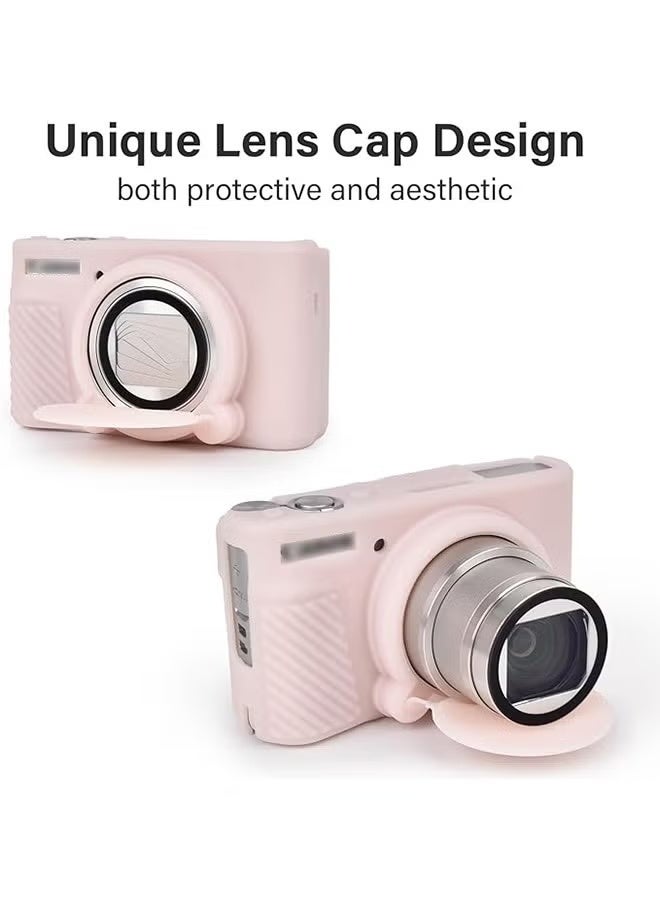 Canon PowerSSX740/SX730 حقيبة كاميرا السيليكون -كيس مطاطي ناعمة مصنوع من الجيلي الوردي مع غطاء عدسة قابل للإزالة - Image 2