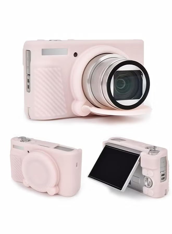 Canon PowerSSX740/SX730 حقيبة كاميرا السيليكون -كيس مطاطي ناعمة مصنوع من الجيلي الوردي مع غطاء عدسة قابل للإزالة - Image 1