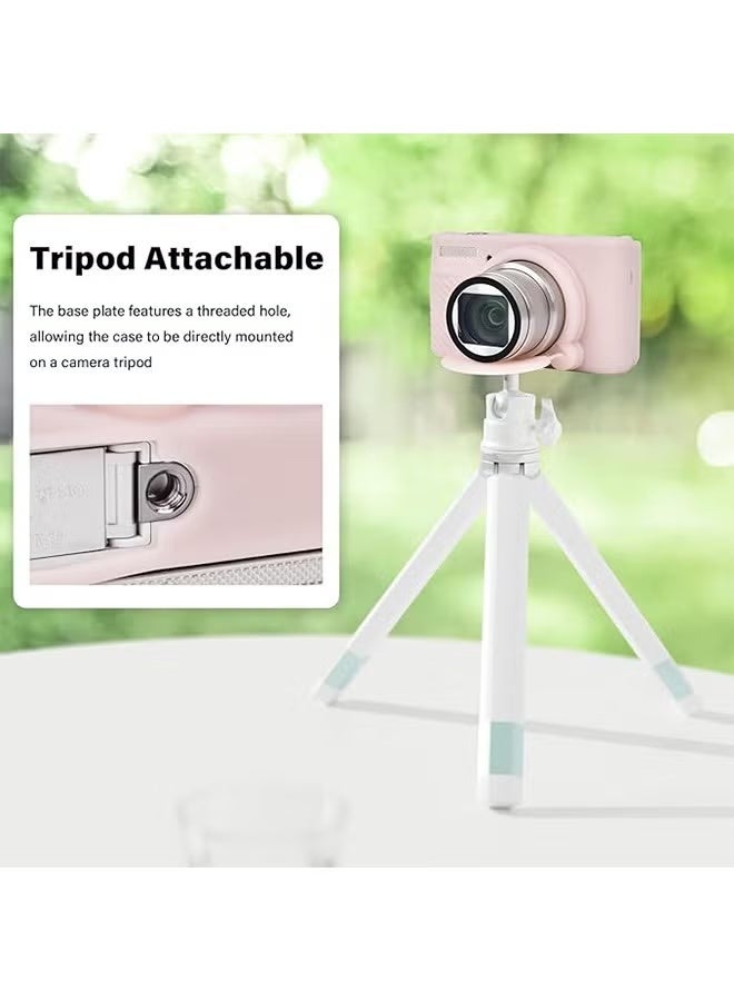 Canon PowerSSX740/SX730 حقيبة كاميرا السيليكون -كيس مطاطي ناعمة مصنوع من الجيلي الوردي مع غطاء عدسة قابل للإزالة - Image 5