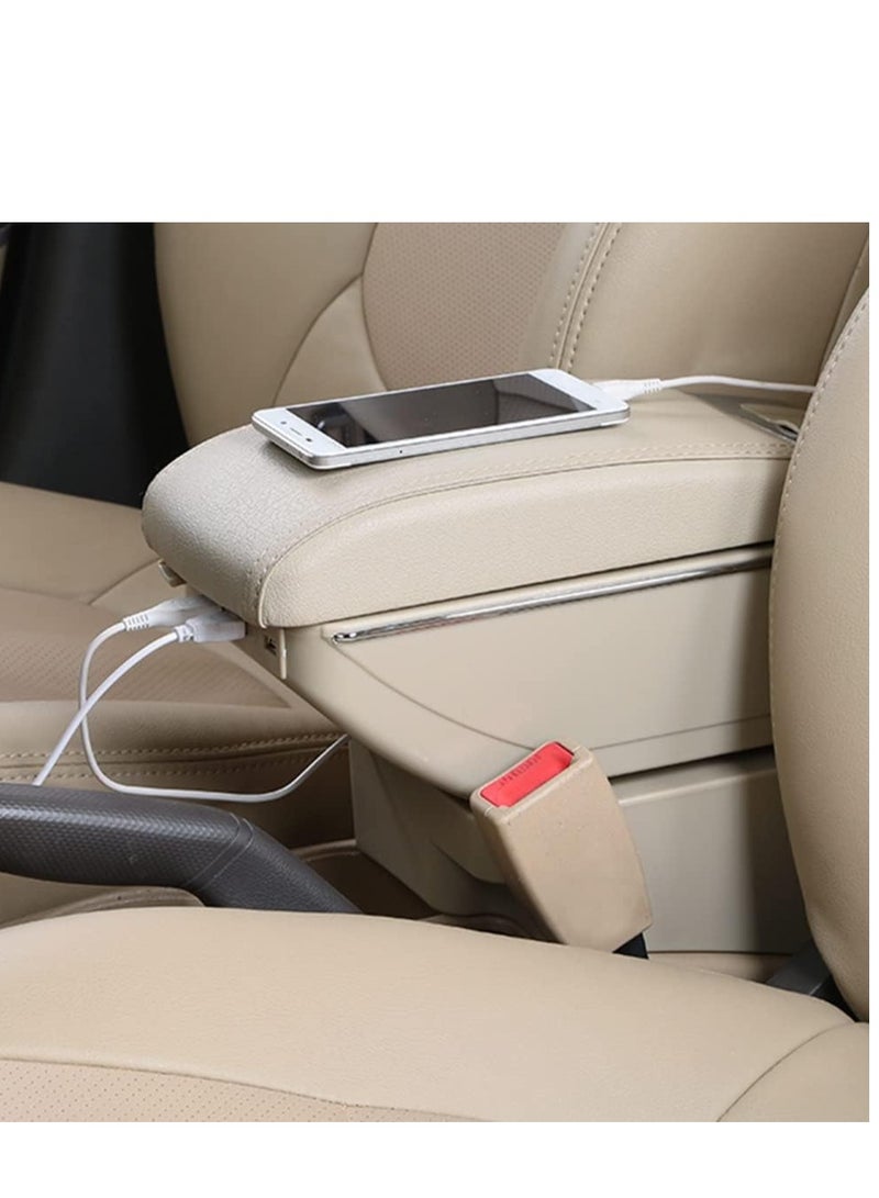 صندوق مسند ذراع أوتوماتيكي متعدد الأغراض - مناسب لجميع السيارات، مصنوع من البلاستيك عالي الجودة والجلد الفاخر - مساحة تخزين واسعة، فتحة تلقائية سلسة، وتصميم أنيق لتعزيز الراحة والتنظيم الداخلي للسيارة - بيج - Image 5