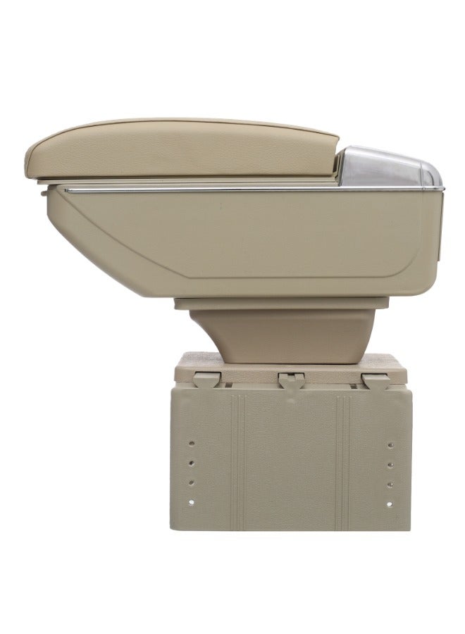 صندوق مسند ذراع أوتوماتيكي متعدد الأغراض - مناسب لجميع السيارات، مصنوع من البلاستيك عالي الجودة والجلد الفاخر - مساحة تخزين واسعة، فتحة تلقائية سلسة، وتصميم أنيق لتعزيز الراحة والتنظيم الداخلي للسيارة - بيج - Image 3