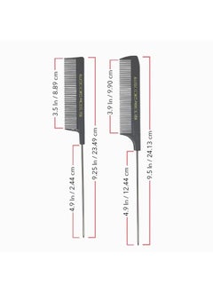 Allegro Combs XL Pintail Rat Tail Combs Parting Combs Metal Tail Foiling Combs Pin Combs 2 Pc. (AQUA & WHITE) 