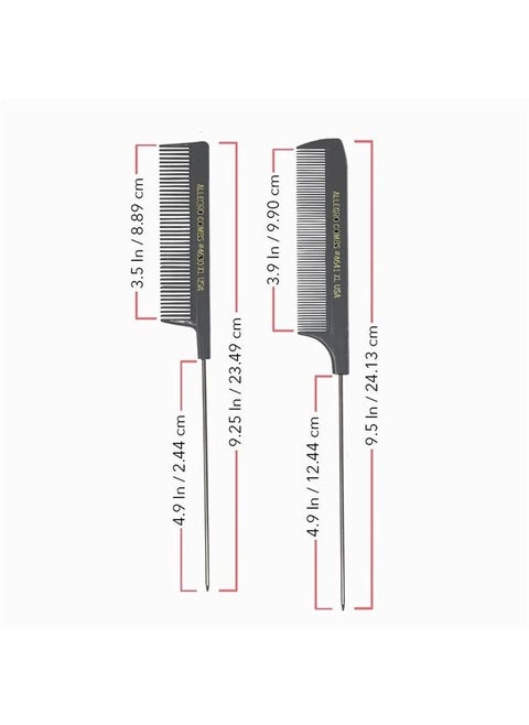 XL Pintail Rat Tail Combs Parting Combs Metal Tail Foiling Combs Pin Combs 2 Pc. (AQUA & WHITE)