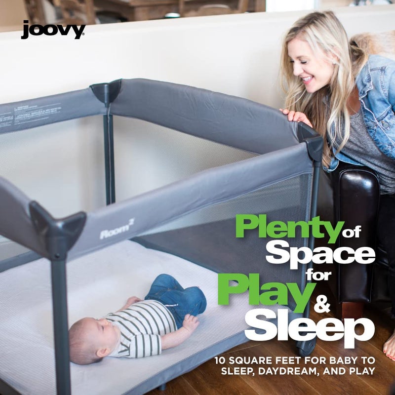 Joovy Room Large Portable Playpen for Babies and Toddlers with Nearly 10 sq ft of Space Large Mesh Windows for 360 View and Waterproof Mattress Sheet  Folds Easily when Not in Use Black - Image 2
