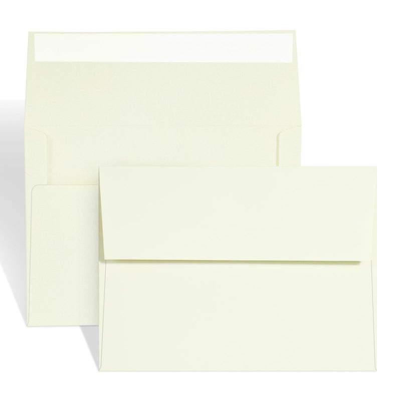 AZAZA A7 ivory Invitation 5x7 Envelopes - Self Seal, Square Flap,Perfect for 5x7 Cards, Weddings, Birthday, invitations, Graduation, Baby Shower, 5.25 x 7.25 Inches, 100 Pack, ivory - Image 1