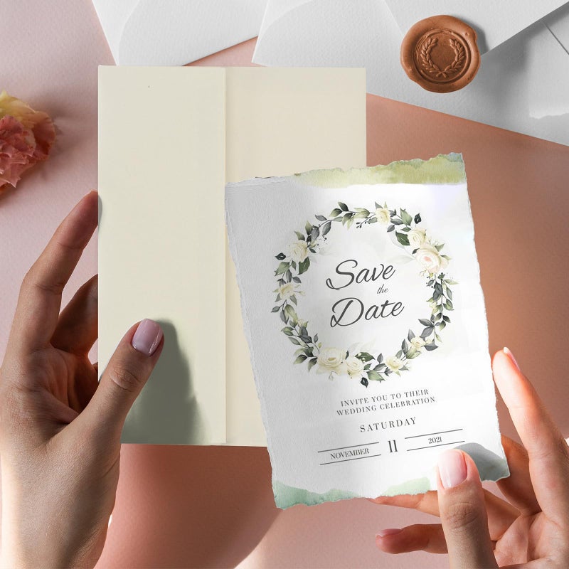 AZAZA A7 ivory Invitation 5x7 Envelopes - Self Seal, Square Flap,Perfect for 5x7 Cards, Weddings, Birthday, invitations, Graduation, Baby Shower, 5.25 x 7.25 Inches, 100 Pack, ivory - Image 2