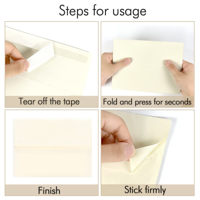 AZAZA A7 ivory Invitation 5x7 Envelopes - Self Seal, Square Flap,Perfect for 5x7 Cards, Weddings, Birthday, invitations, Graduation, Baby Shower, 5.25 x 7.25 Inches, 100 Pack, ivory - Image 4