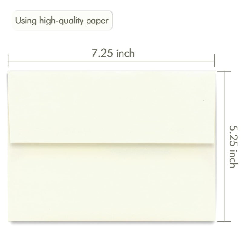 AZAZA A7 ivory Invitation 5x7 Envelopes - Self Seal, Square Flap,Perfect for 5x7 Cards, Weddings, Birthday, invitations, Graduation, Baby Shower, 5.25 x 7.25 Inches, 100 Pack, ivory - Image 3
