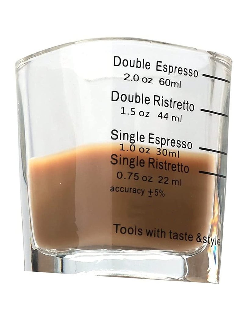 Coffee Measuring Cup,3 Pcs Glass Measuring Cup, Graduated Measuring Jug Kitchen Small Coffee Milk Creamer Jug Milk Coffee Espresso Barista Pitcher Baking Supplies 60 Milliliters
