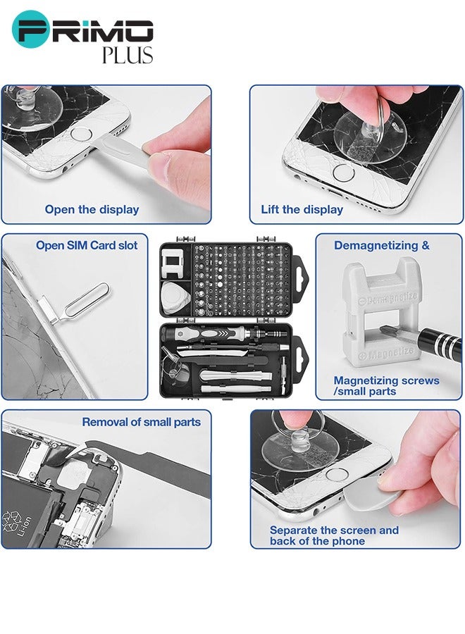 بريمو بلس طقم مفكات براغي دقيقة مغناطيسية 115 في 1 أسود - Image 3