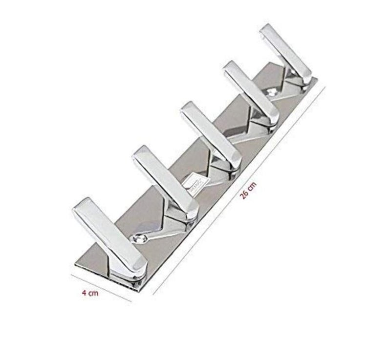 REDON Bathroom Cloth Hooks 5 PIN Cloth Hanger Wall Door Hooks Rail for Hanging Clothes, Towel Hook Set, Bathroom Robe Hooks Rail for Hanging Keys, Towel Hooks (Pack of 4) - Image 2