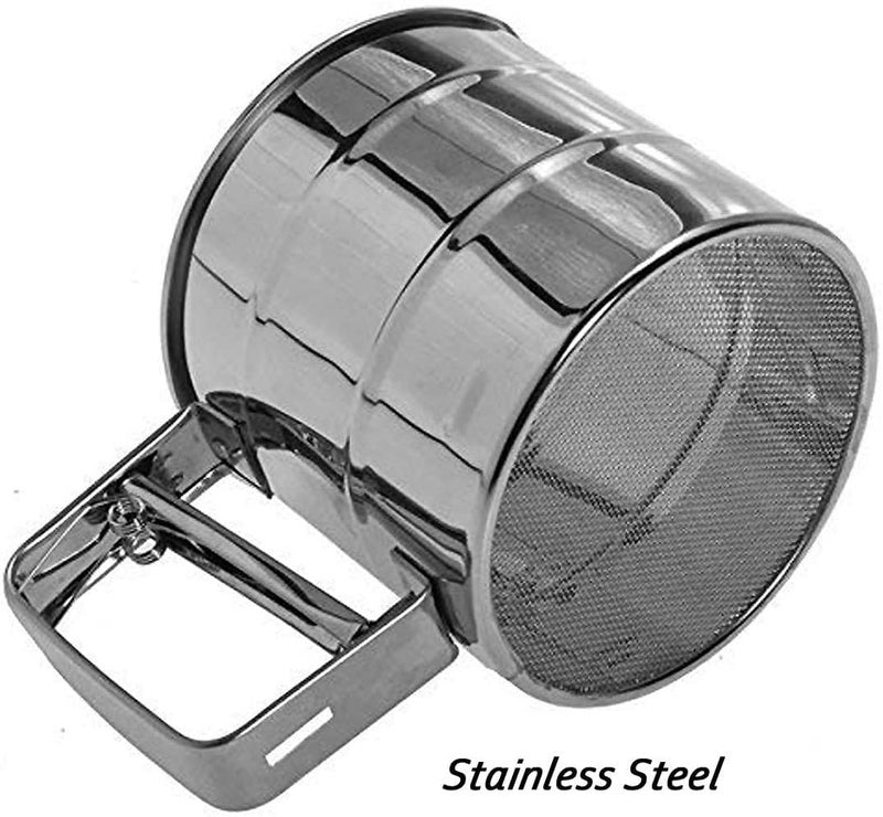 Aider Flour Sifter Stainless Steel Sifter for Baking Double Layer Fine Mesh Baking Sifter One Hand Press Crank Sifter for Powdered Sugar Shaker Duster Flour Sieve SifterMulti Color Pack of 1 - Image 3