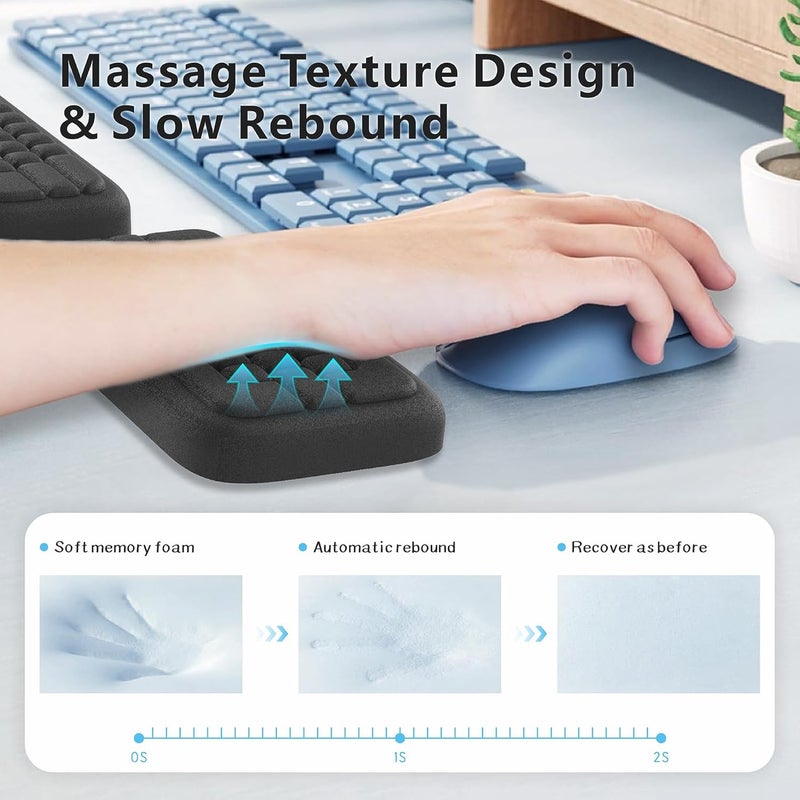 MEKASS Keyboard Wrist Rest, Ergonomic Wrist Pad, Soft Memory Foam Keyboard Hand Rest with Non-Slip Base, Easy Typing, Pain Relief, Comfort Support for Office Work Gaming Computer Accessories (Black) - Image 4