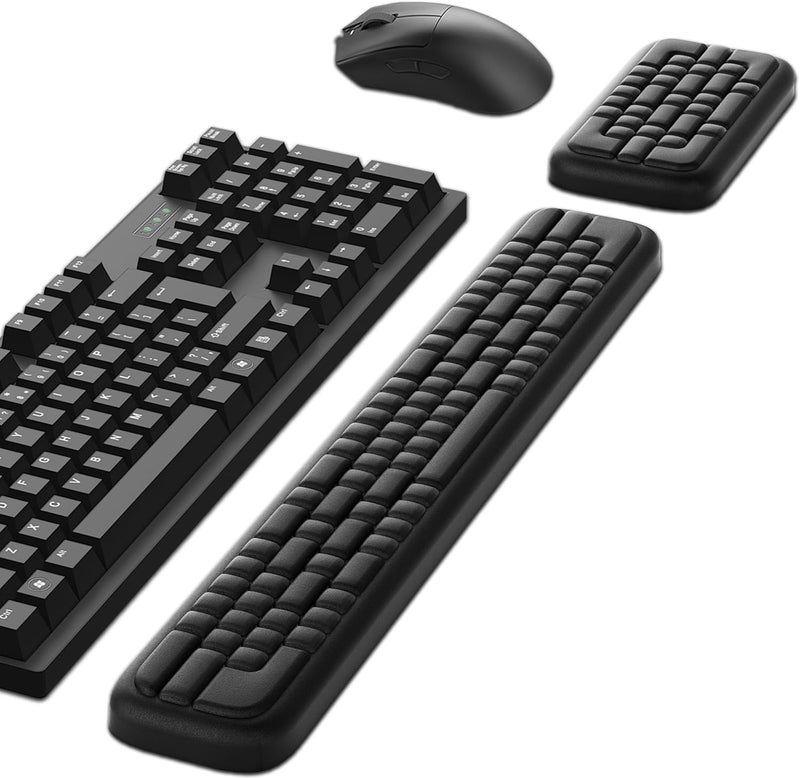 MEKASS Keyboard Wrist Rest, Ergonomic Wrist Pad, Soft Memory Foam Keyboard Hand Rest with Non-Slip Base, Easy Typing, Pain Relief, Comfort Support for Office Work Gaming Computer Accessories (Black) - Image 1