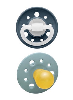 nip Cherry Round Latex Soother, Narrower Round Teat Cherry Shape, Nursing Friendly, Size 1, From 0 Months, Latex, Grey And Dark Blue, Pack Of 2  - Image 2