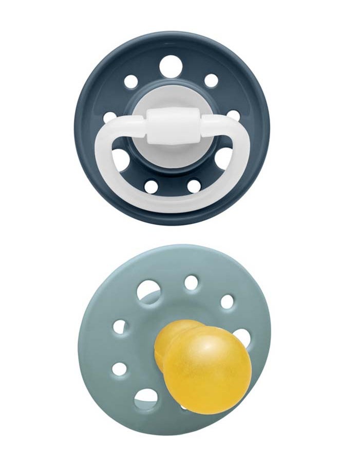 nip Cherry Round Latex Soother, Narrower Round Teat Cherry Shape, Nursing Friendly, Size 1, From 0 Months, Latex, Grey And Dark Blue, Pack Of 2  - Image 2