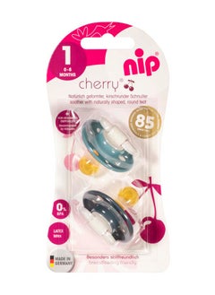nip Cherry Round Latex Soother, Narrower Round Teat Cherry Shape, Nursing Friendly, Size 1, From 0 Months, Latex, Grey And Dark Blue, Pack Of 2  - Image 5