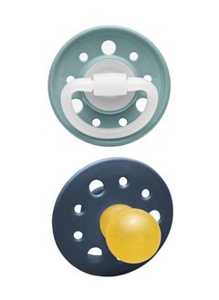 nip Cherry Round Latex Soother, Narrower Round Teat Cherry Shape, Nursing Friendly, Size 1, From 0 Months, Latex, Grey And Dark Blue, Pack Of 2  - Image 1