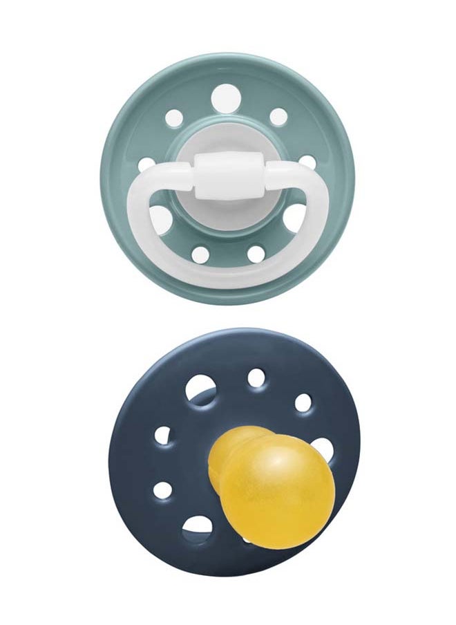nip Cherry Round Latex Soother, Narrower Round Teat Cherry Shape, Nursing Friendly, Size 1, From 0 Months, Latex, Grey And Dark Blue, Pack Of 2  - Image 1