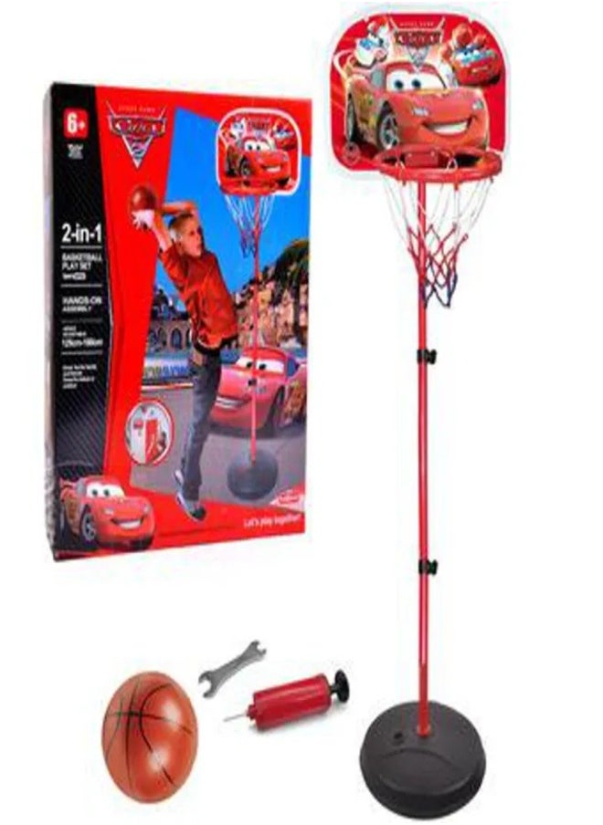 Cars 3 2-in-1 Adjustable Basketball Hoop Stand for Kids – Cars Design – Indoor & Outdoor Play Set  - Image 1
