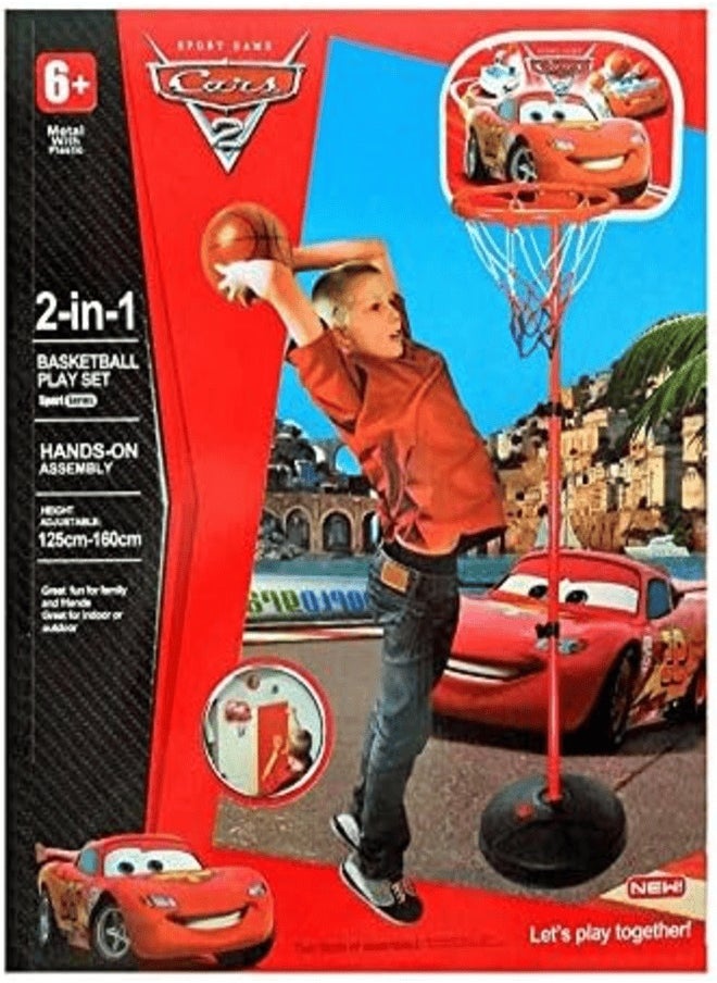 Cars 3 2-in-1 Adjustable Basketball Hoop Stand for Kids – Cars Design – Indoor & Outdoor Play Set  - Image 2