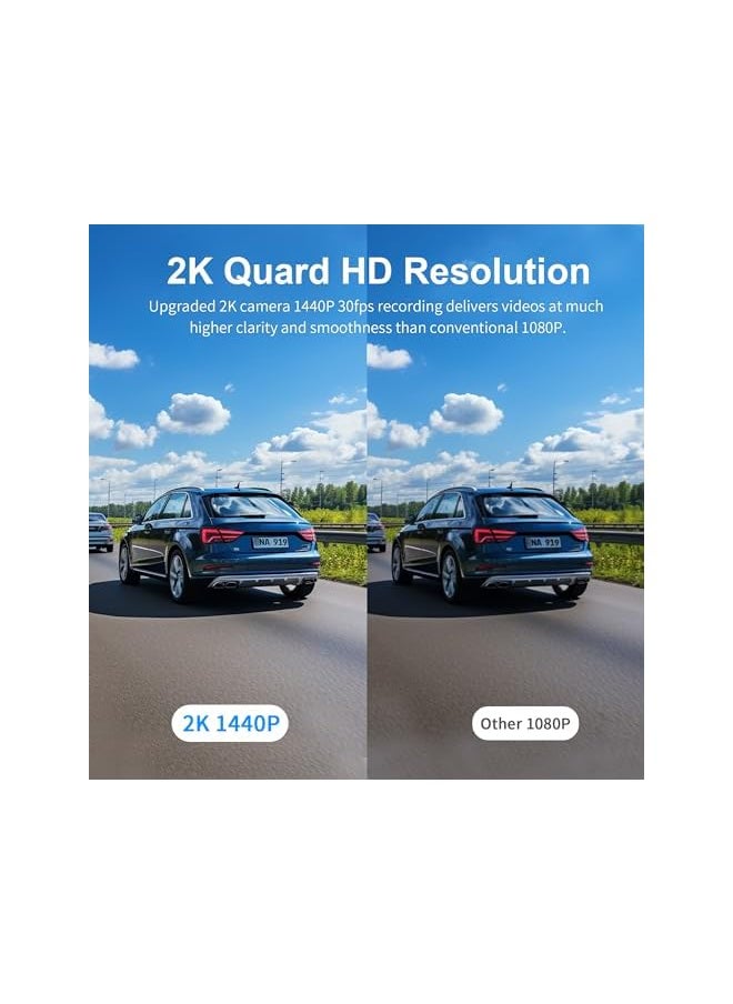KAWA - KAWA Car Camera Dash Cam 2K 1440P Full QHD Dash Camera 30fps - Voice Control, 360° Rotating Body, 145°Wide Angle Dashcam, WDR with Super Night Vision, 24H Parking Monitoring and G-sensor, D6 - Image 1