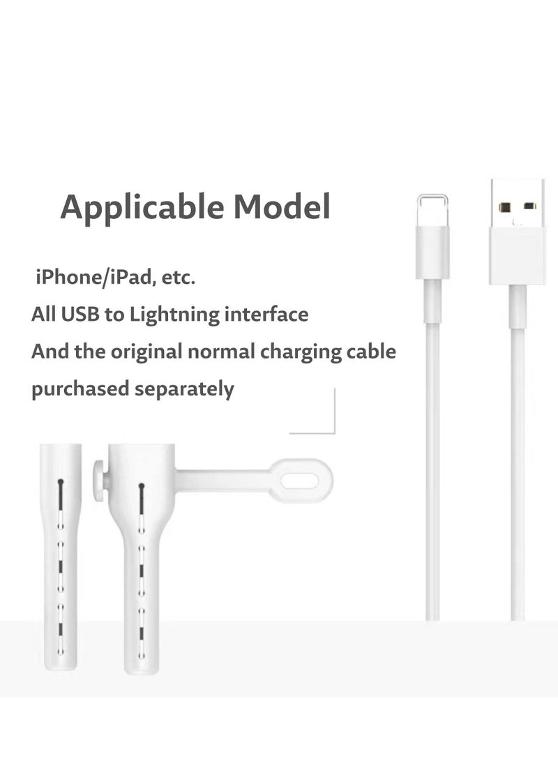SYOSI Charger Cable Saver, Cable Management Organizer Protective, Cable Protector for iPhone iPad, Cord Saver for Bundling and Organizing Cables 2 Pairs White Black Lightning to USB - Image 5