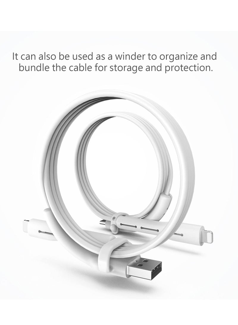 SYOSI Charger Cable Saver, Cable Management Organizer Protective, Cable Protector for iPhone iPad, Cord Saver for Bundling and Organizing Cables 2 Pairs White Black Lightning to USB - Image 4