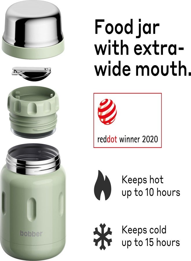 BOBBER 16 oz Insulated Stainless Steel Thermos for Hot Food, Extra-Wide Mouth Soup Container with Spoon and Bowl - Keeps Rice and Pasta Hot for 10 Hours and Salads Cold for 15 Hours (Green) - Image 2