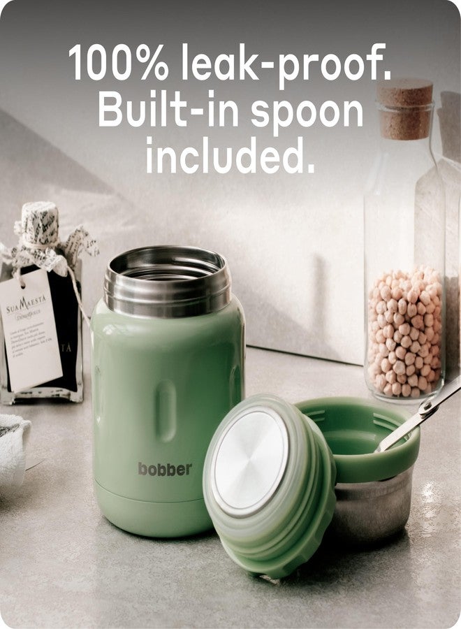 BOBBER 16 oz Insulated Stainless Steel Thermos for Hot Food, Extra-Wide Mouth Soup Container with Spoon and Bowl - Keeps Rice and Pasta Hot for 10 Hours and Salads Cold for 15 Hours (Green) - Image 3