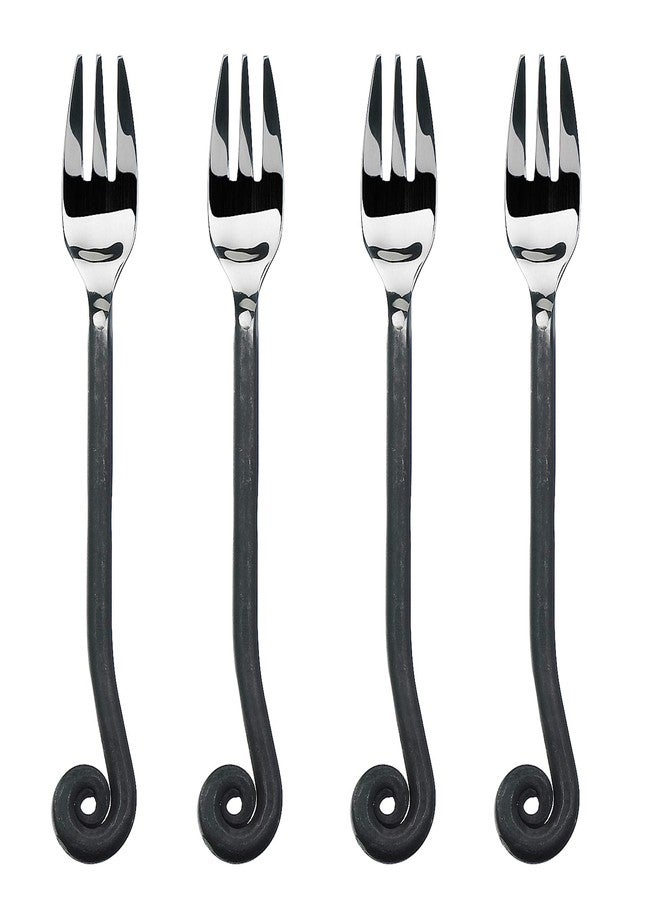 Gourmet Settings - 4-Piece Cocktail Forks Set - Treble Clef Collection - Polished/Matte Stainless Steel Silverware - Appetizer/Dessert/Seafood/Fruit Fork - 5.5 Inches - Dishwasher Safe (34-911) - Image 1