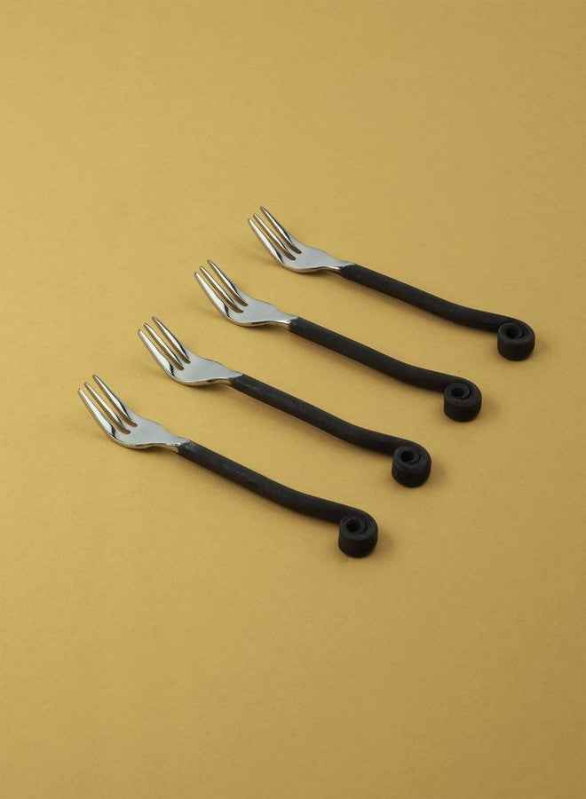 Gourmet Settings - 4-Piece Cocktail Forks Set - Treble Clef Collection - Polished/Matte Stainless Steel Silverware - Appetizer/Dessert/Seafood/Fruit Fork - 5.5 Inches - Dishwasher Safe (34-911) - Image 3