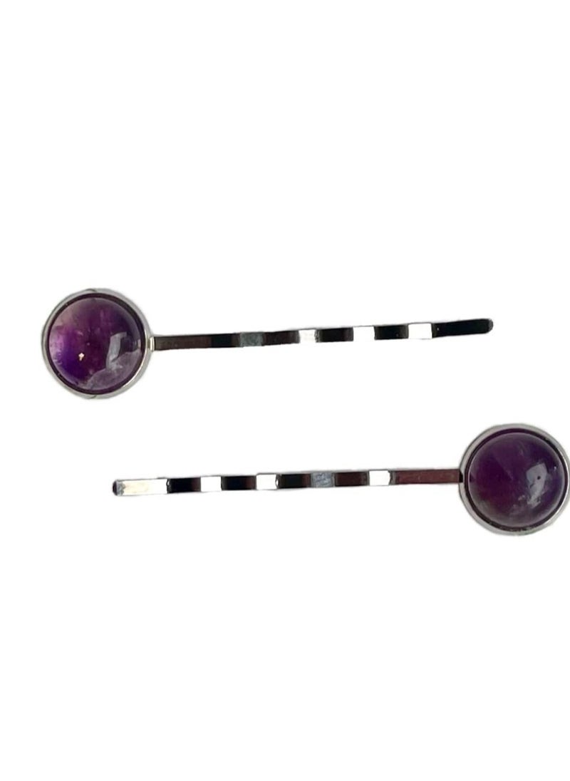 Handmade Gemstone Hair Pin Set (Amethyst)  - Image 1