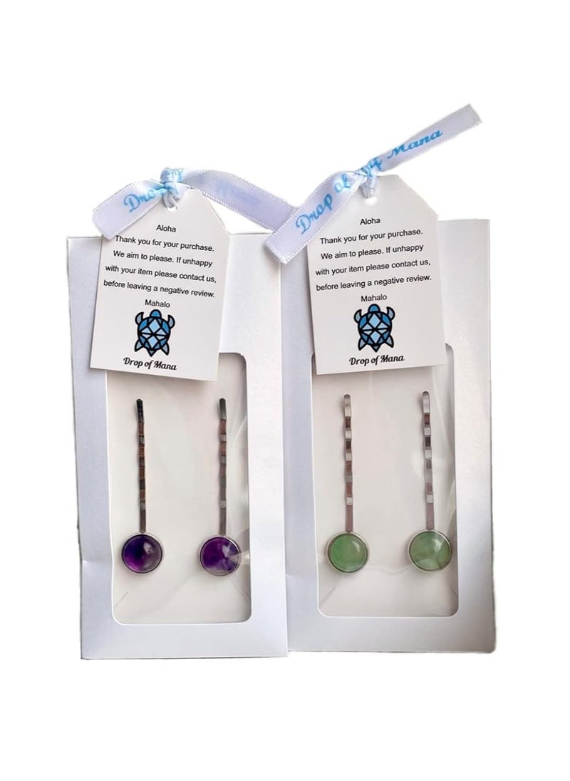 Handmade Gemstone Hair Pin Set (Amethyst)  - Image 2