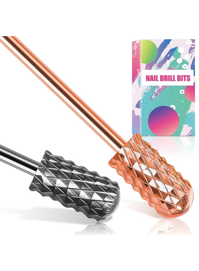 BLESWIN Nail Drill Bits 2 Pcs Safety Nail Bits For Nail Drill 332'' Tungsten Carbide Nail Drill Bit Smooth Round Top Large Barrel Bits Nail Supplies For Nail Tech To Remove Acrylic Nails (2Xc) - Image 1
