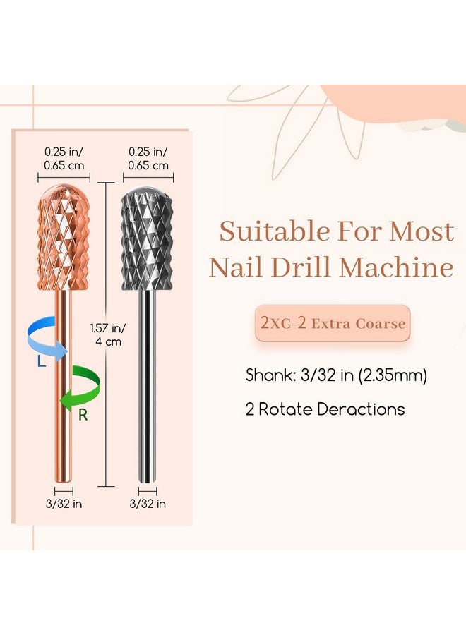 BLESWIN Nail Drill Bits 2 Pcs Safety Nail Bits For Nail Drill 332'' Tungsten Carbide Nail Drill Bit Smooth Round Top Large Barrel Bits Nail Supplies For Nail Tech To Remove Acrylic Nails (2Xc) - Image 2