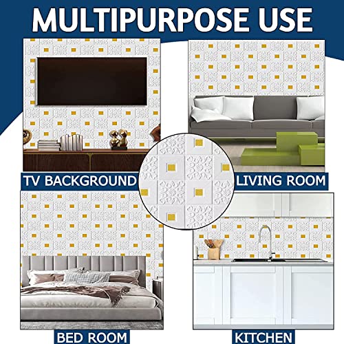 Rylan Self-Adhesive Waterproof PE Foam 3D Wall Panels Wallpaper Sticker for Bathroom, Living Room, and Home Decoration (70 x 77cm, Appx. 5.8Sq Feet)-1 Piece - Image 4
