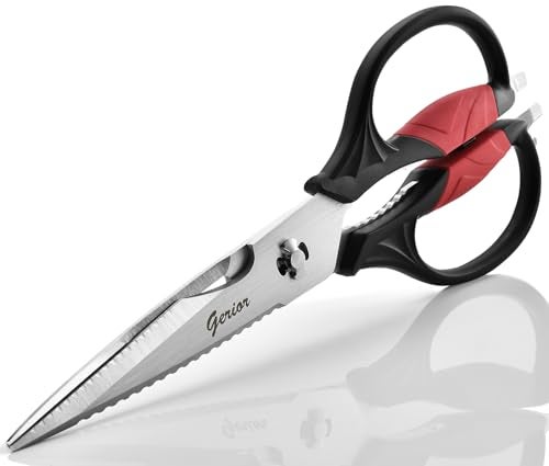 Gerior Kitchen Scissors - Heavy Duty Utility Come Apart Kitchen Shears for Chicken, Meat, Food, Vegetables - 9.25 Inch Long Black & Red - Image 1