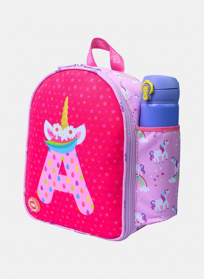CUBS Nursery Pink Unicorn Letter A Lunch backpack - Image 2